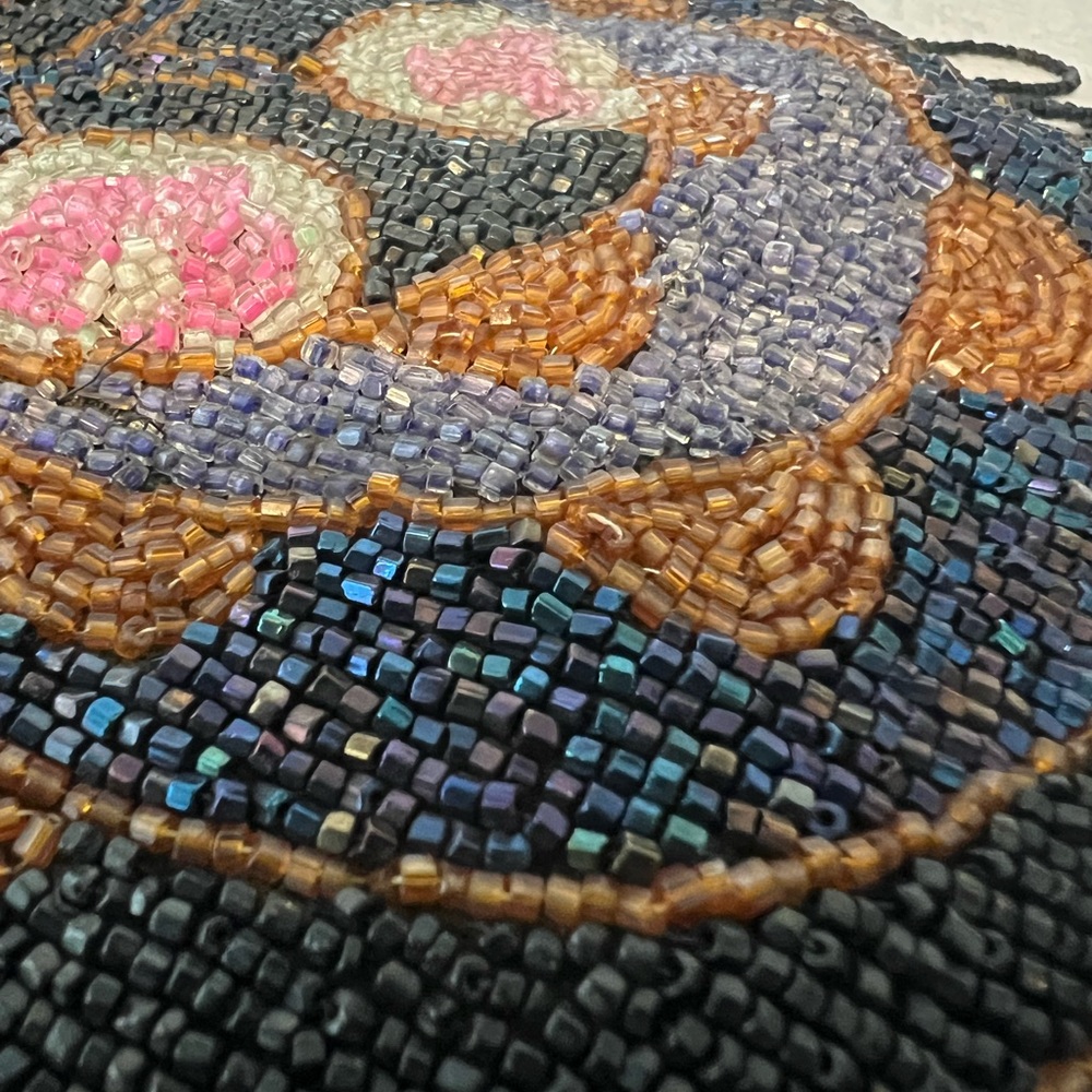 Antique Vintage Fringe Beaded Ornate Purse Bag - Picture 8 of 8